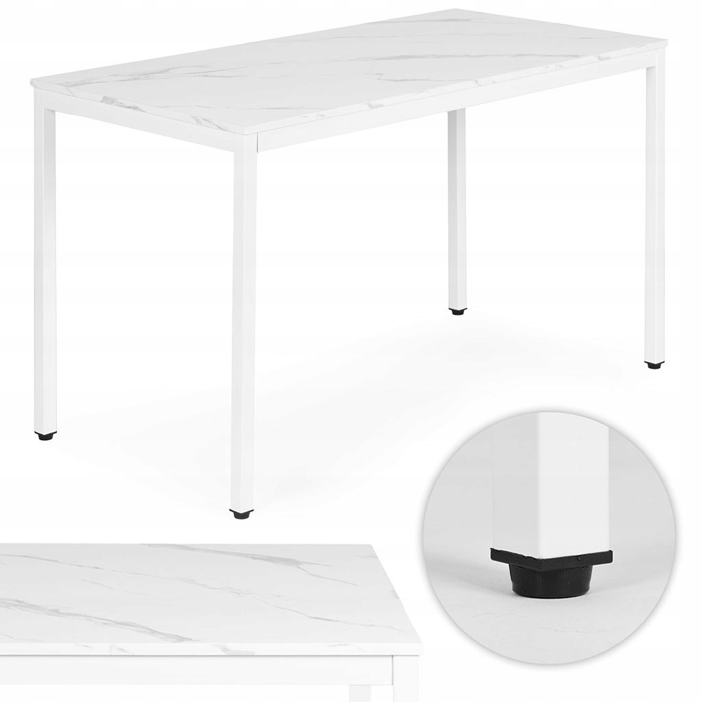 Kuchyňský stůl do jídelny pro 4-5 osob, počítačový stůl 120x60 cm, bílý mramor