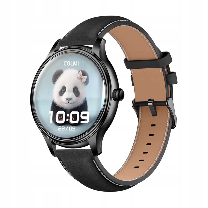 Colmi L28 Smartwatch Czarny Silikon Czarny Skórzany Pasek Bluetooth