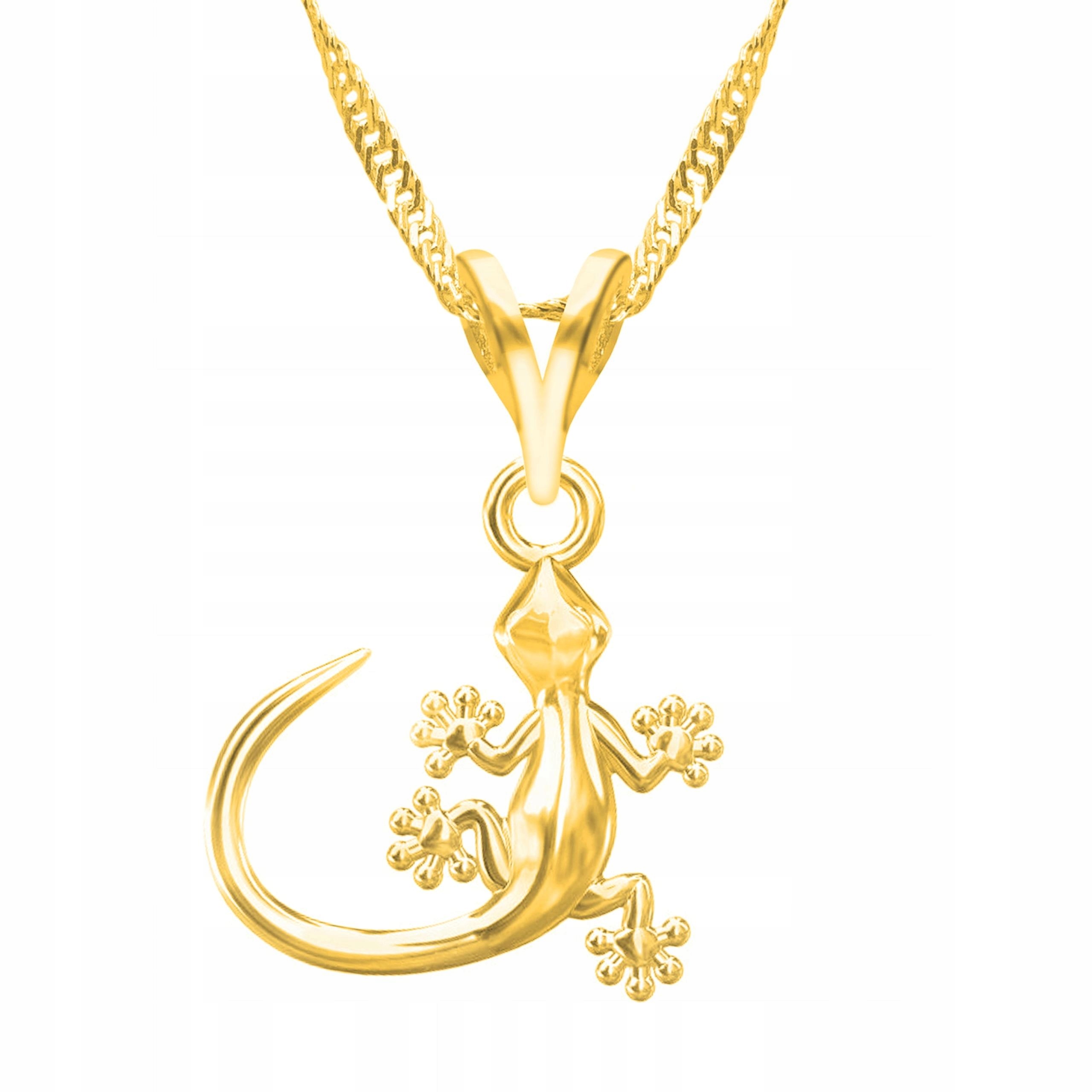 Zlatý náhrdelník s ještěrkou Gad Kameleon Zvíře Ještěrka Stříbro 925