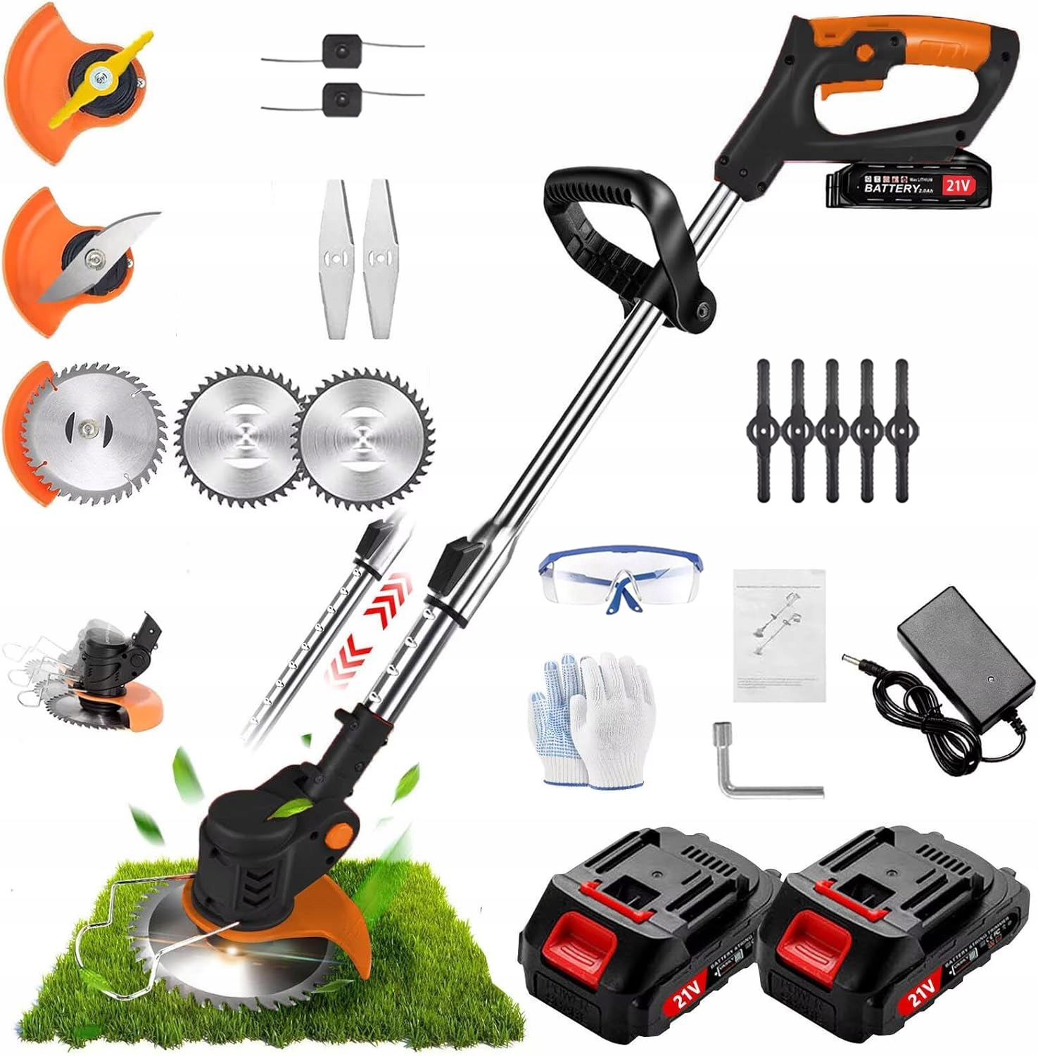 Podkaszarka Akumulatorowa Elektryczna Kosa Wykaszarka Do Trawy 2XAKU 21V