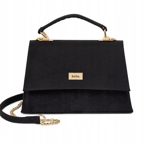 Brilu Polska Zamszowa Wizytowa Kopertówka Z Rączką Sherri Czarna