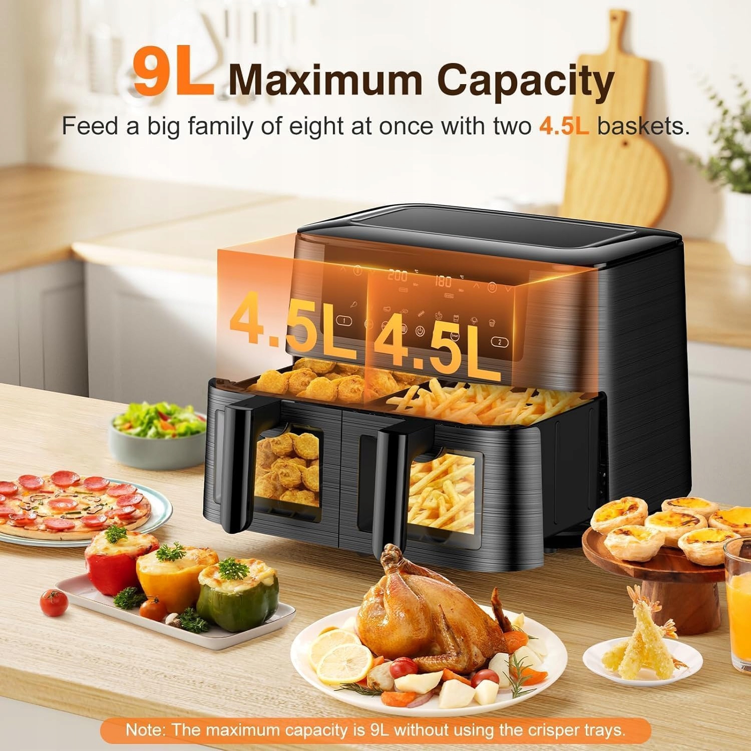 DUAL ZONE AIRFRYER 9L XL 2 Szuflady Zdrowe Gotowanie — miniatura 6