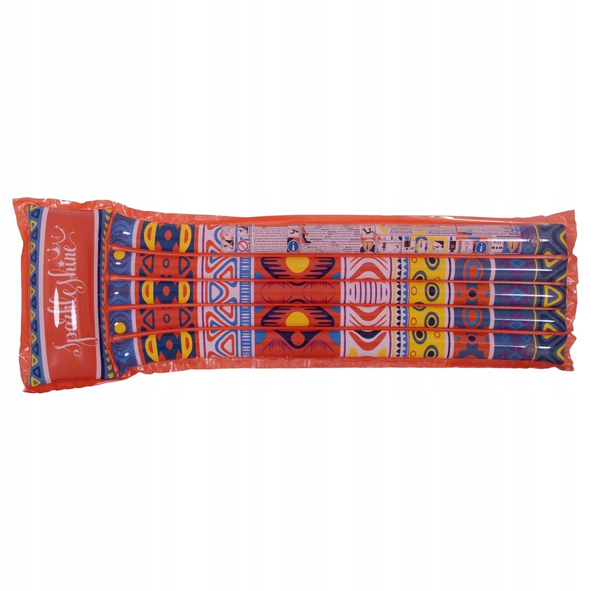 Czerwony dmuchany materac boho z wzorami 171x66 cm