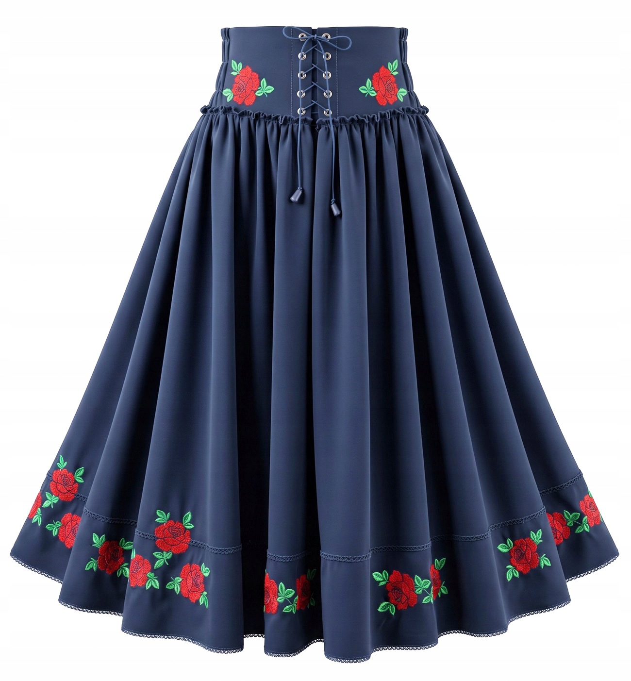Stylová Elegantní lidová Sukně Vzdušná Dlouhá Krásná vyšívaná Růže *L*