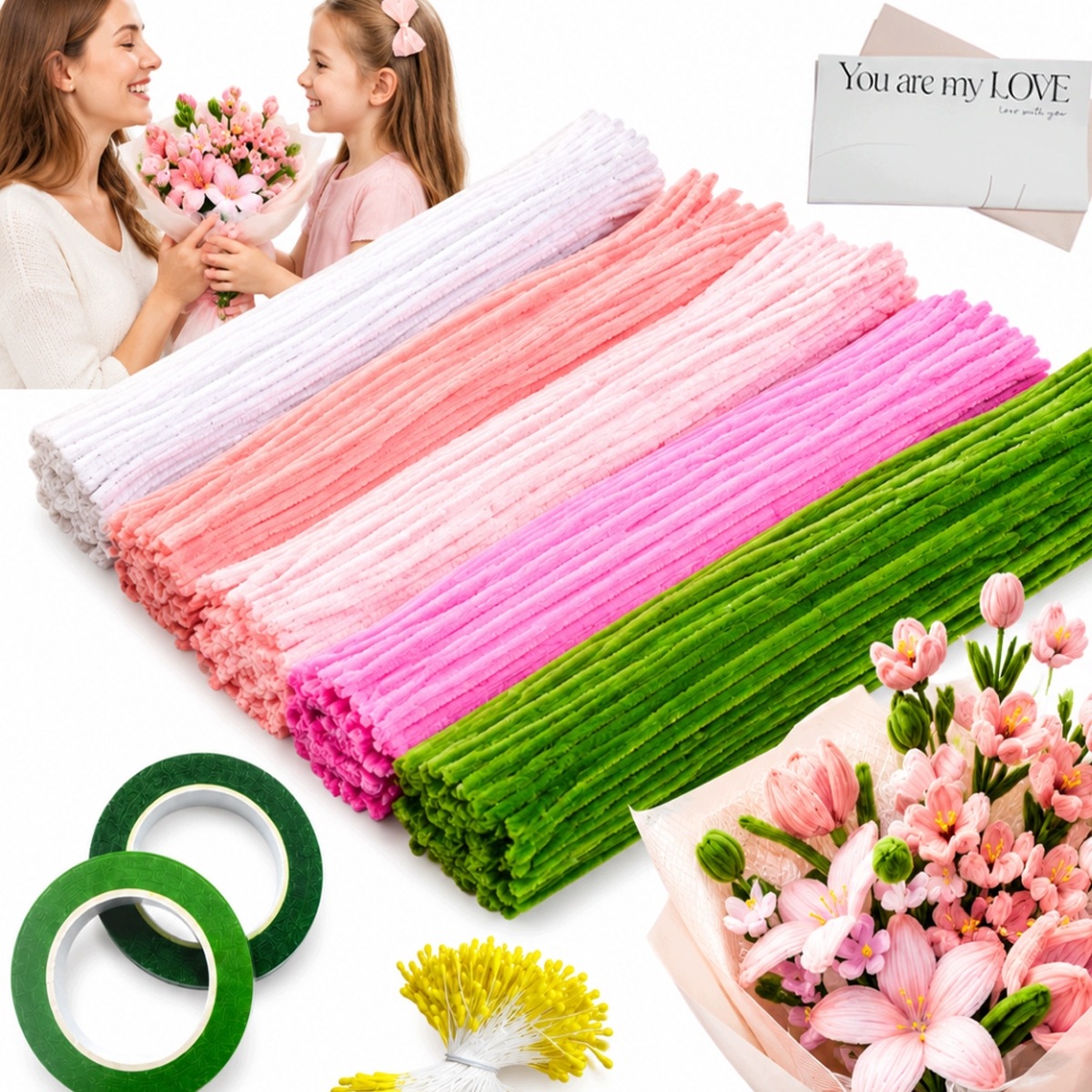 Kreativní Drátky Floristické Sada 500 Ks Dráty Na Květiny Příslušenství