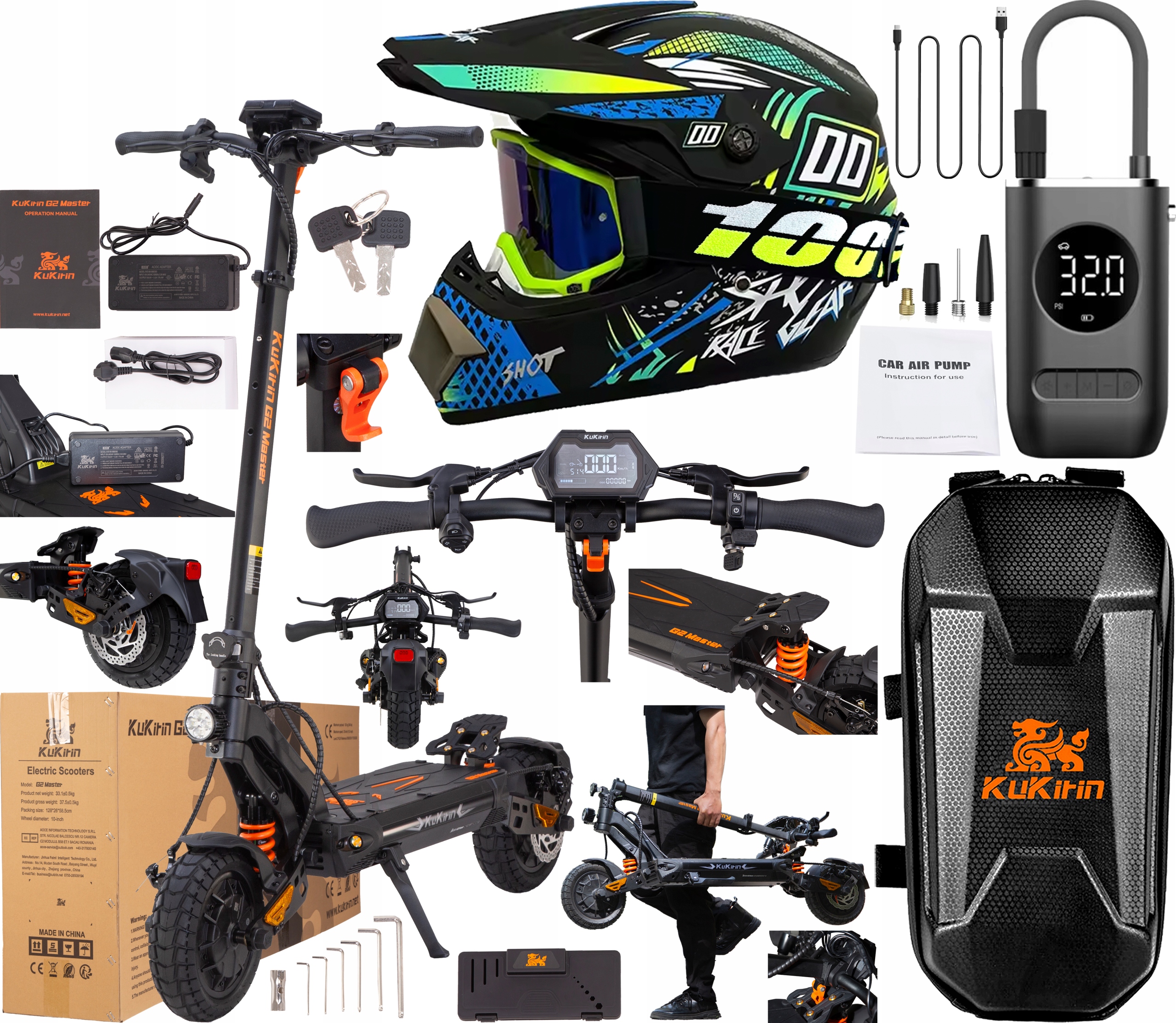 2026 KuKirin G2 Master 2000W 52V 20,8AH 60KM/H 70KM 10" terénní dárky