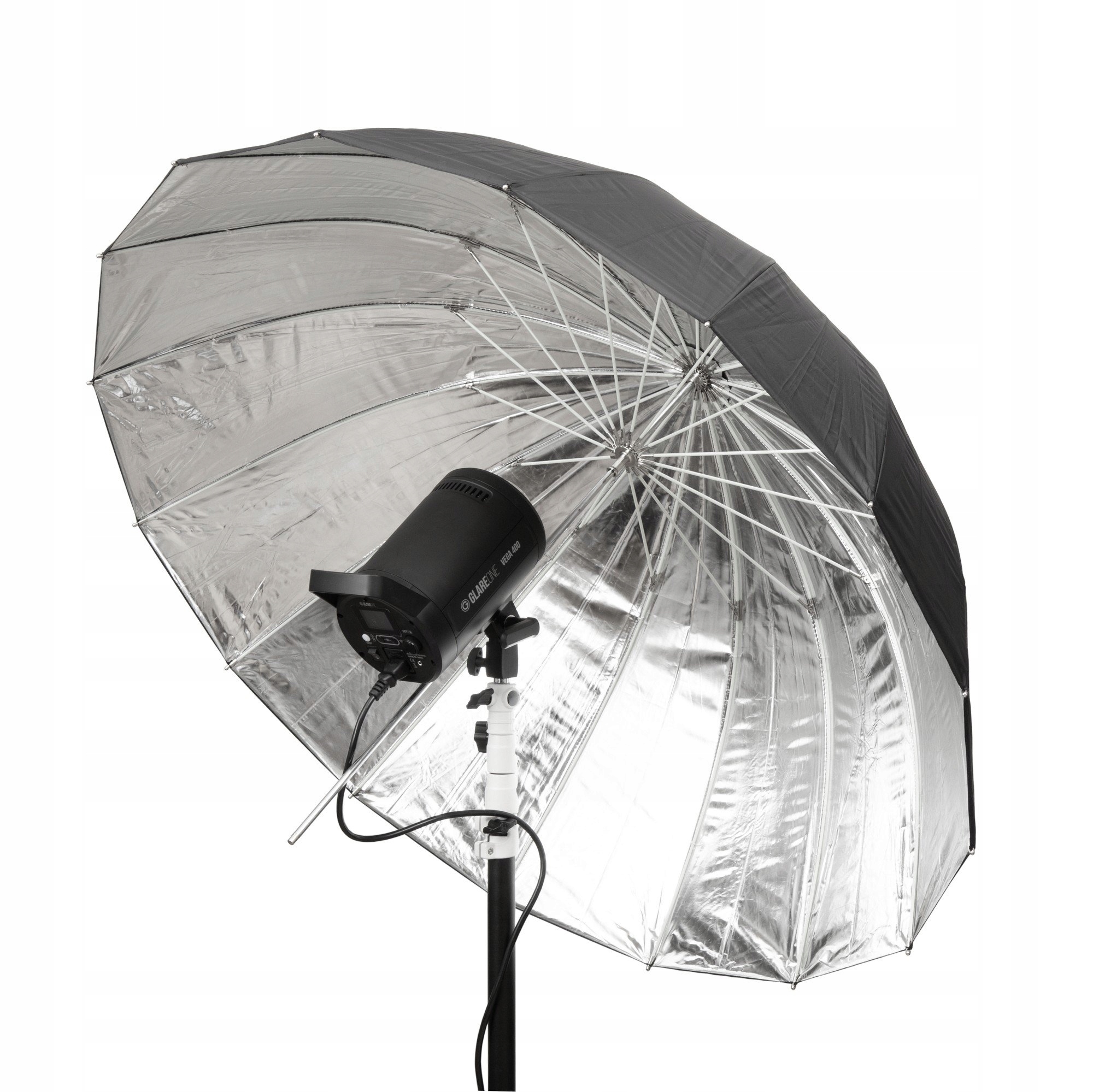 GlareOne Parasolka ORB srebrna 110 - głęboki parasol z dyfuzorem Marka Glare One