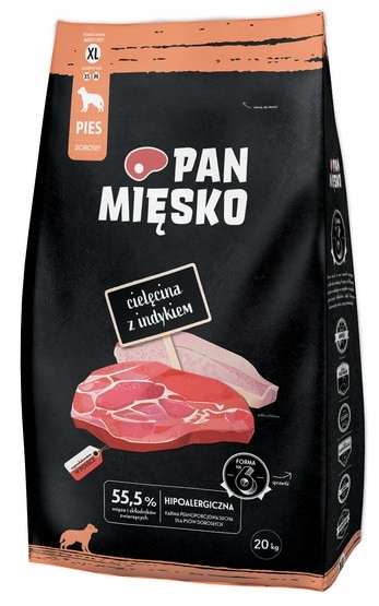 Pan Mięsko Krmivo suché pro psa telecí a krůta křupky XL 20 kg