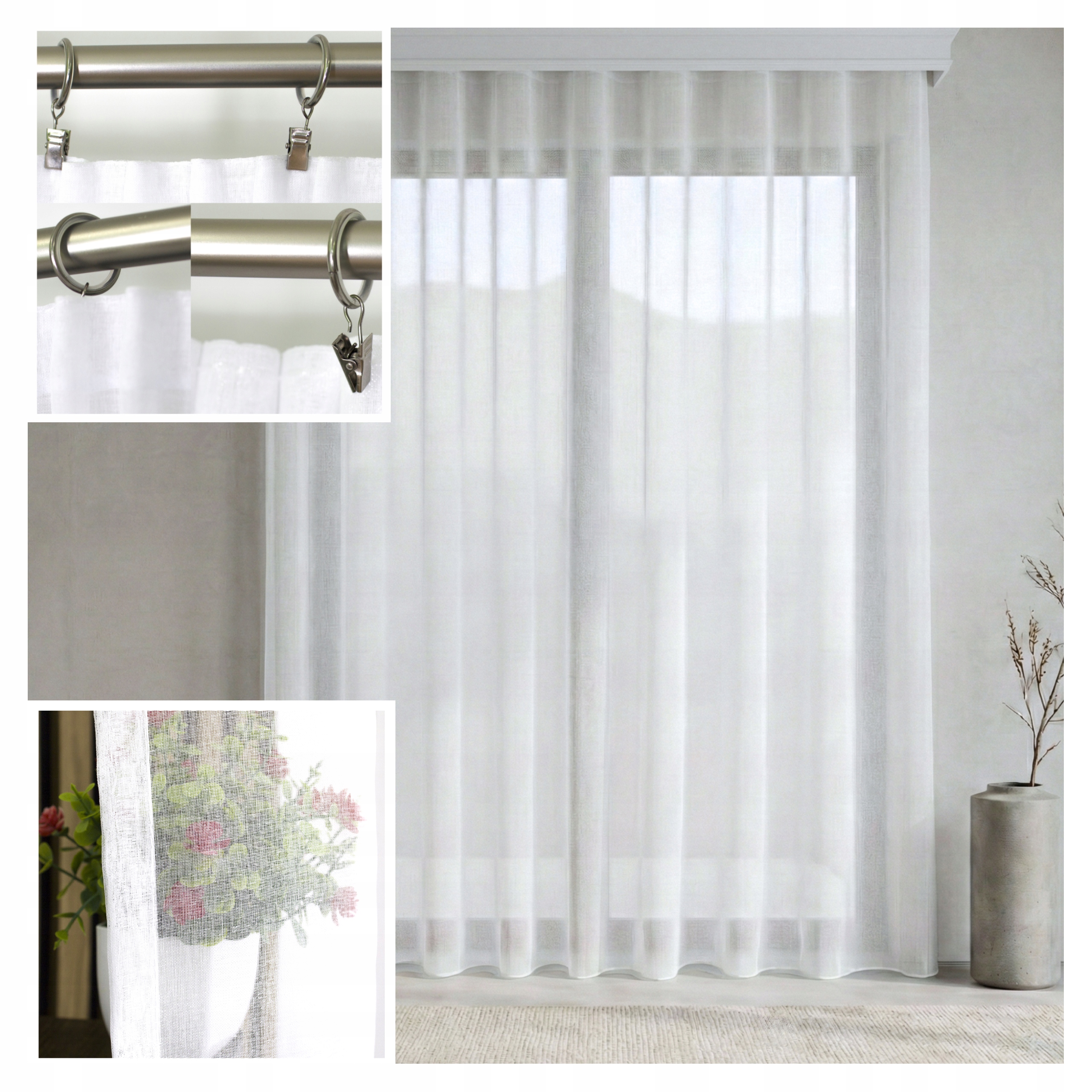 Záclona Etamina Iza 800x235 Minimalistická Hladká Páska S Olovem Hotová