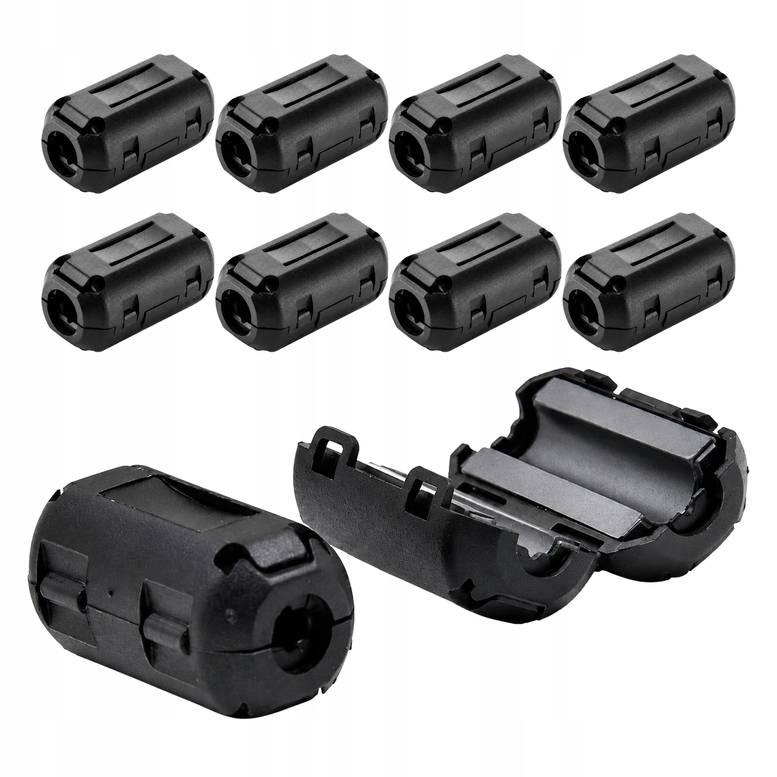10x Filtr Ferrytowy na Kabel 3,5 mm Zaciskany Filtr Magnetyczny w Osłonie