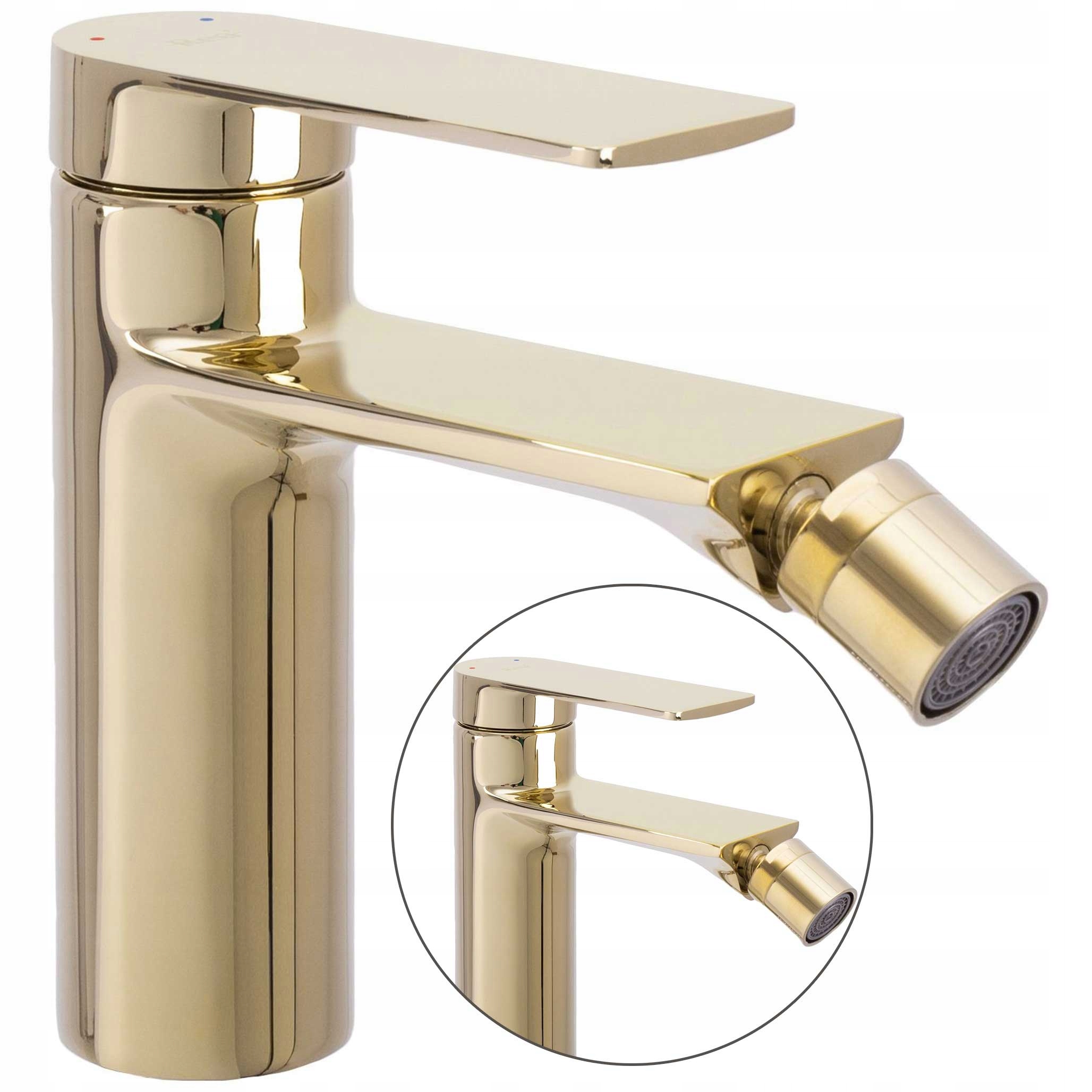 Bidetová batéria Zlatá stojaca Rea Storm v lesku na bidet