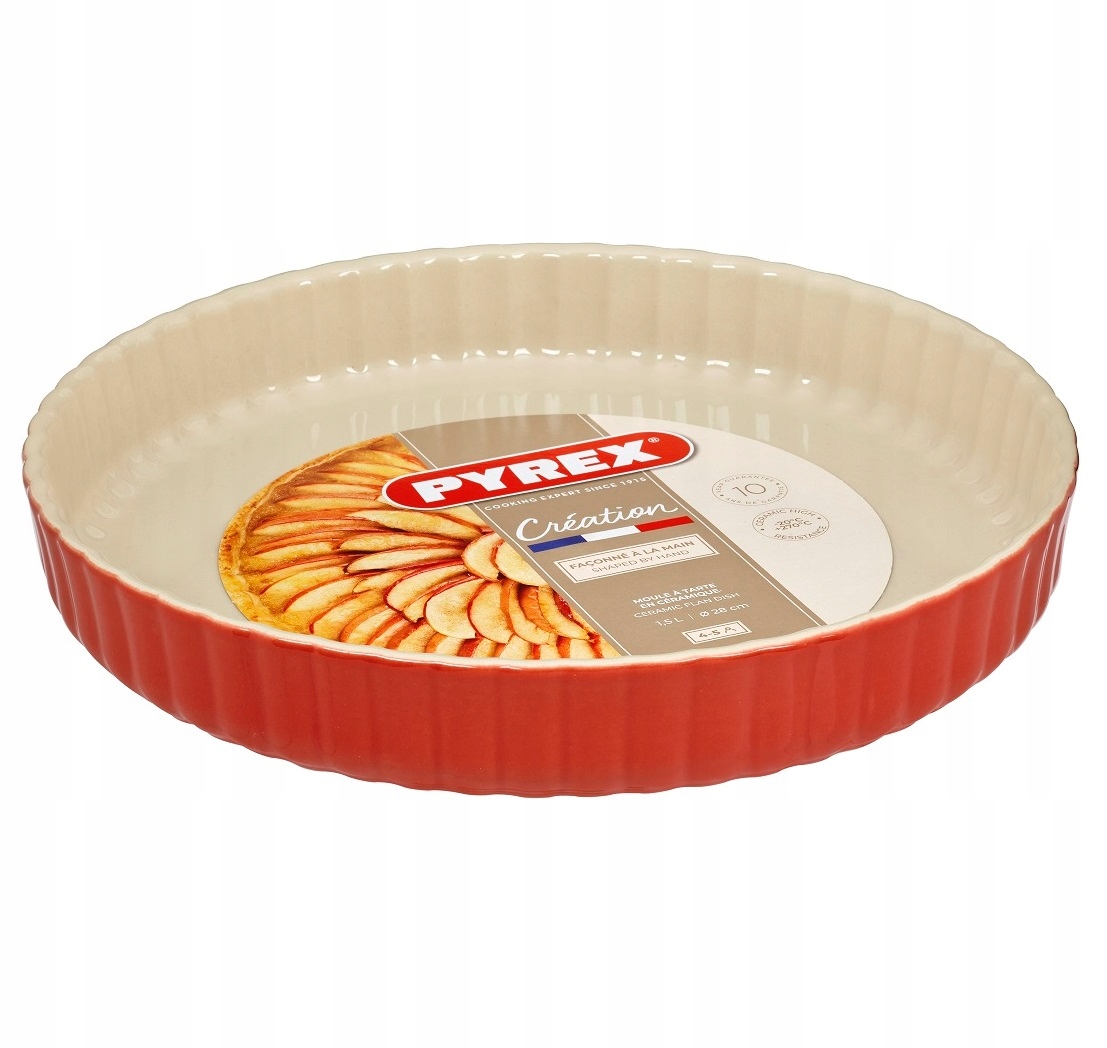 Keramická forma na pečení koláče Pyrex Creation Ø 28 cm, kulatá, červená