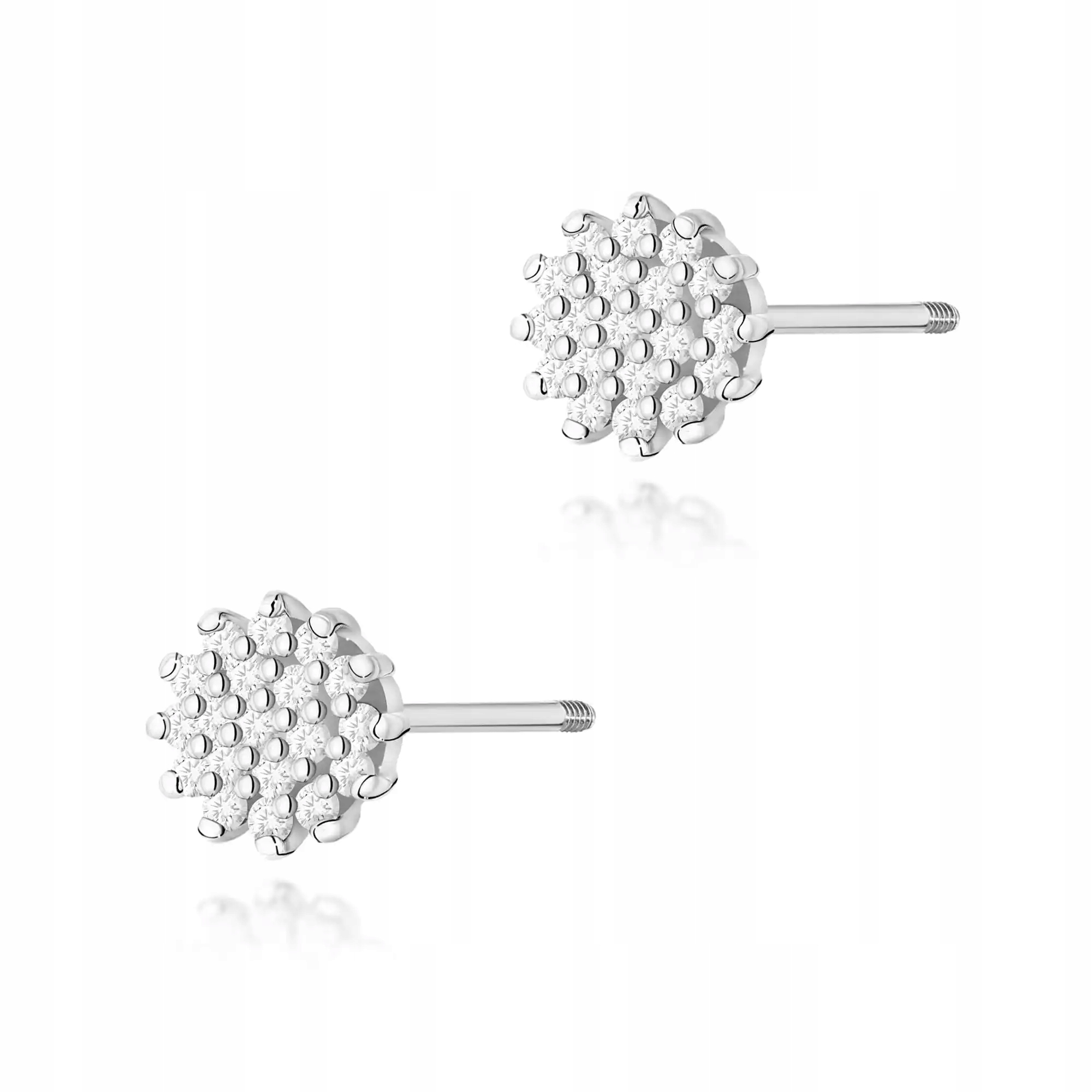 Dámské zlaté náušnice 585 s diamanty, bílé zlato, efektní a elegantní