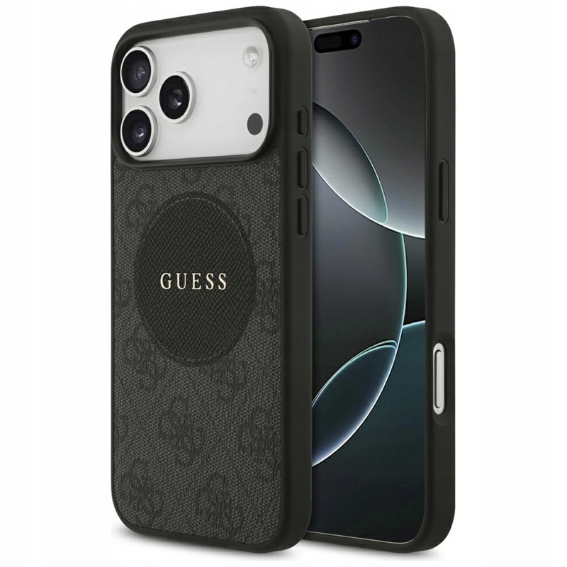 Guess 4G Circle Classic Logo MagSafe – Pouzdro pro iPhone 17 Pro Max (černé)