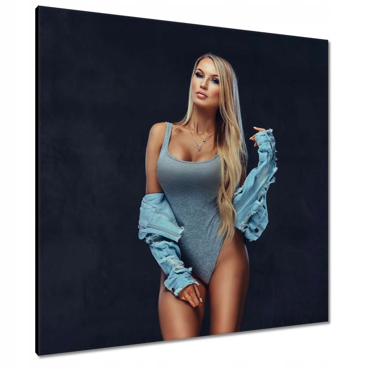 Obrazy 90x90 Lákavá blondýnka v džínové bundě
