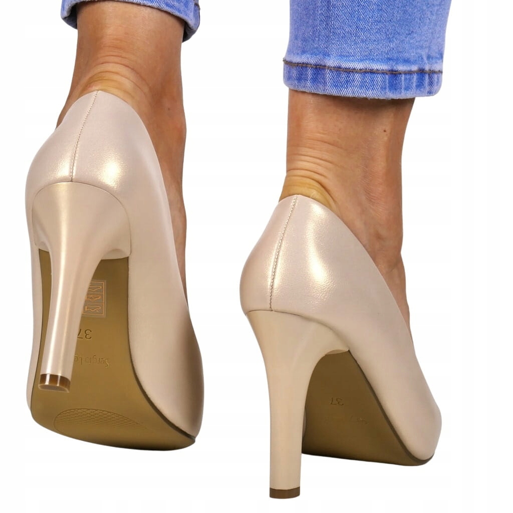 CZÓŁENKA DAMSKIE SZPILKI NA SŁUPKU NUDE PERŁOWE 38 Wzór dominujący bez wzoru