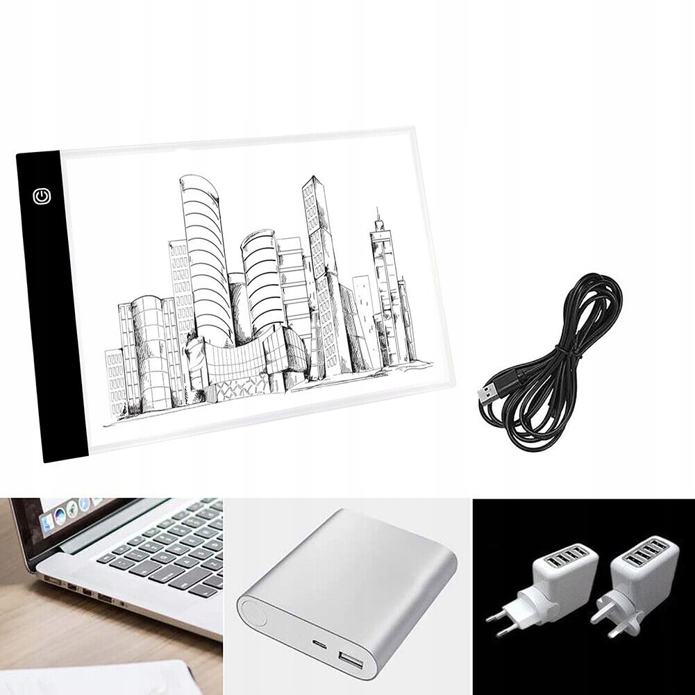 ULTRACIENKI, PRZENOŚNY PODŚWIETLANY PANEL LED A4 TABLET DO RYSOWANIA Waga produktu z opakowaniem jednostkowym 0.41 kg