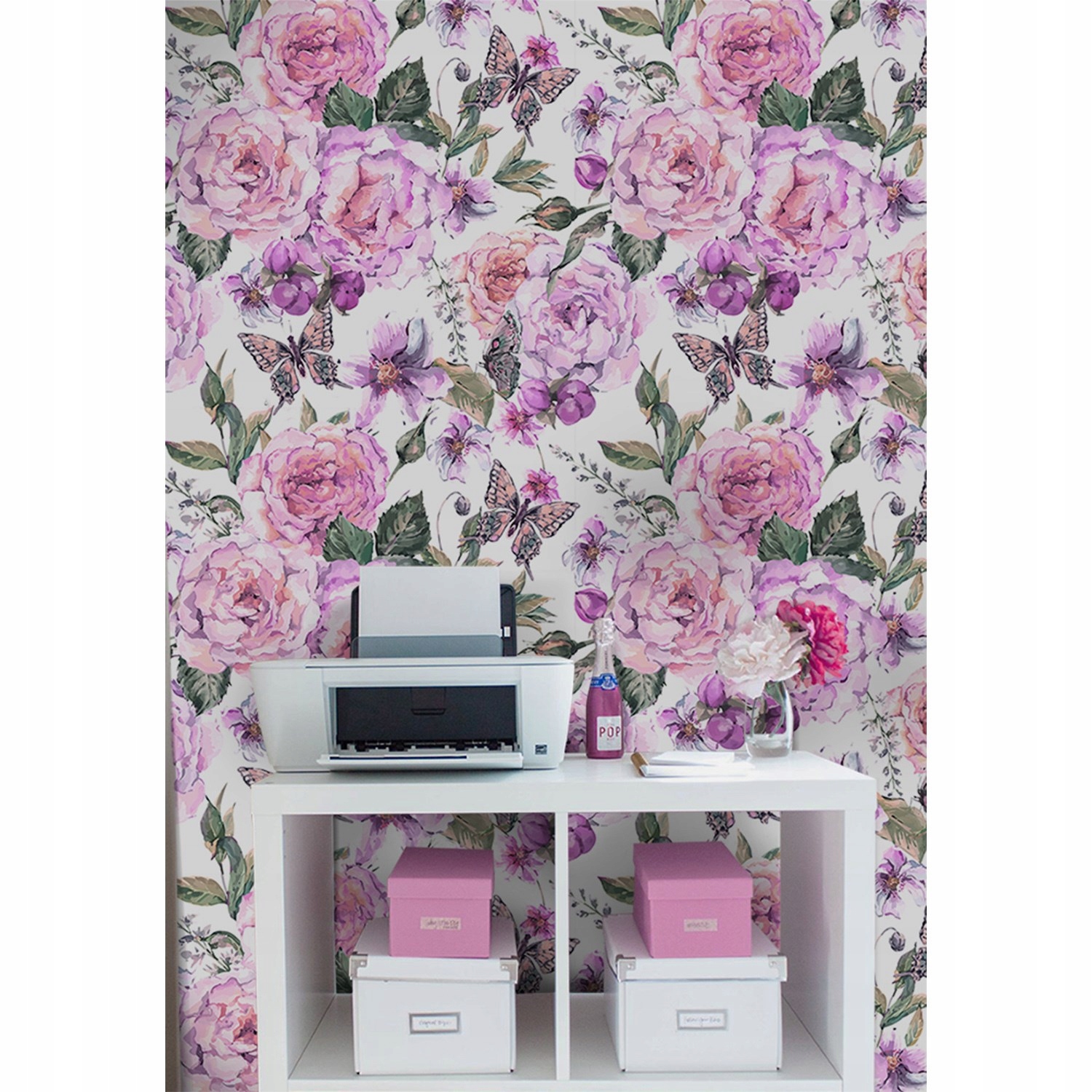 

Foto tapeta samoprzylepna Róże i motyle 152x104 cm