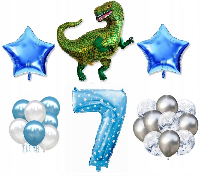 

Mini Zestaw Tyranozaur Dinozaur 7 Urodziny Balony