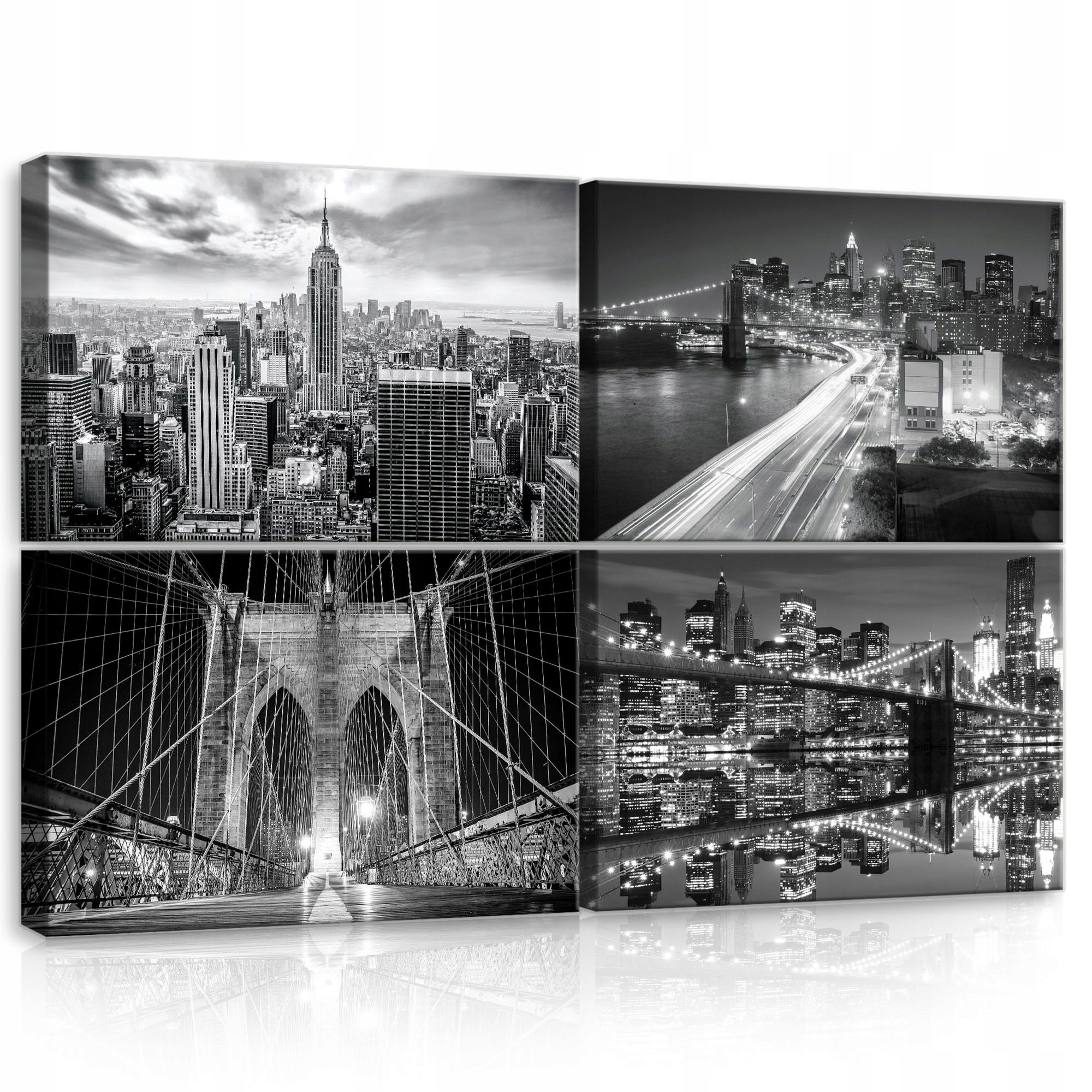 Obraz 120x80 New York Manhattan Brooklyn most mestská krajina čierno-biela