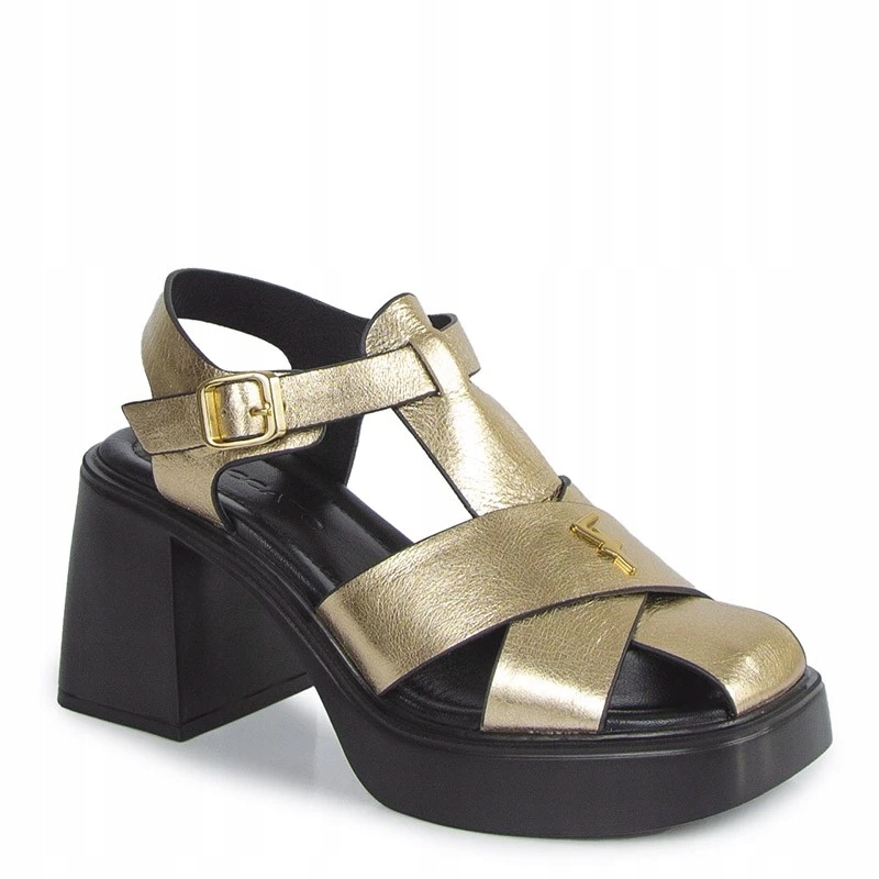 Boccato 285.3216 Kožené Sandály Zlaté, Černé, Velikost 39