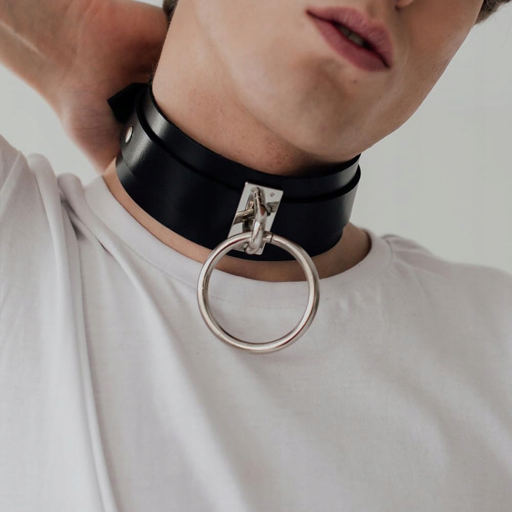 SJTJSPX BDSM Obroża z O-Ringiem i Smyczą Regulowana dla Dorosłych Fetysz — miniatura 3