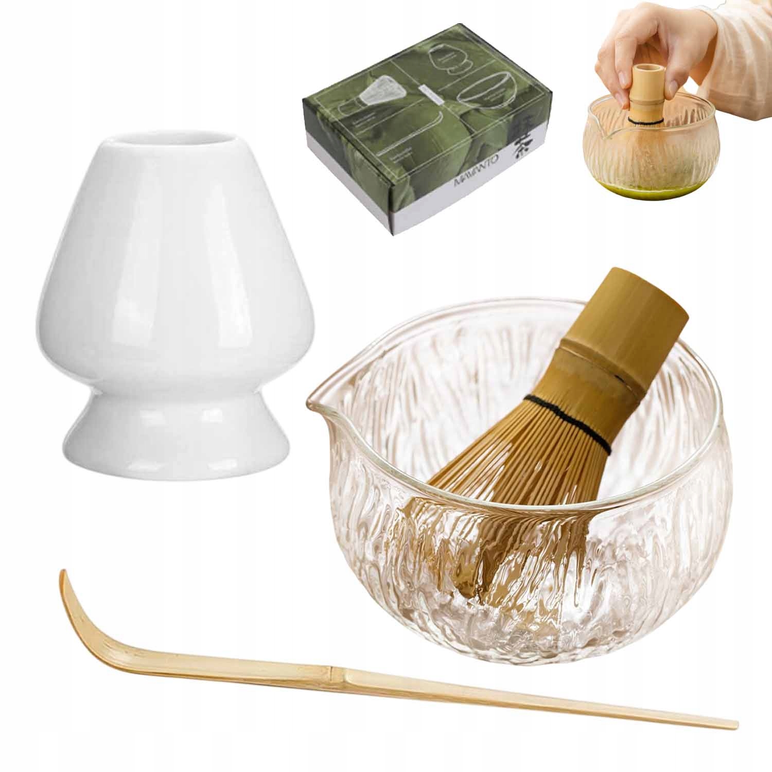 Levně Dárková sada 4x Matcha čaje šálek , metla, lžička