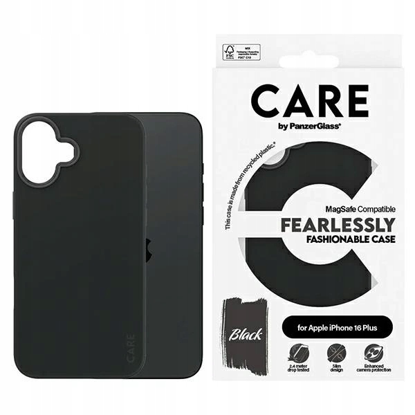 Pouzdro Care by PanzerGlass Fashion Case s MagSafe pro iPhone 16 Plus černé