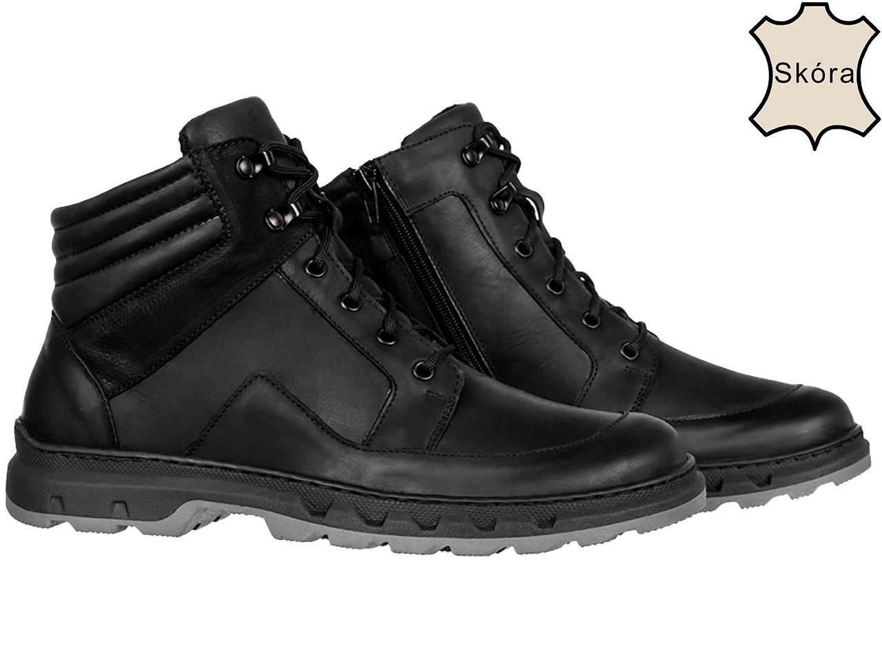 Buty Męskie Trzewiki Zimowe Skóra Ocieplane New 43