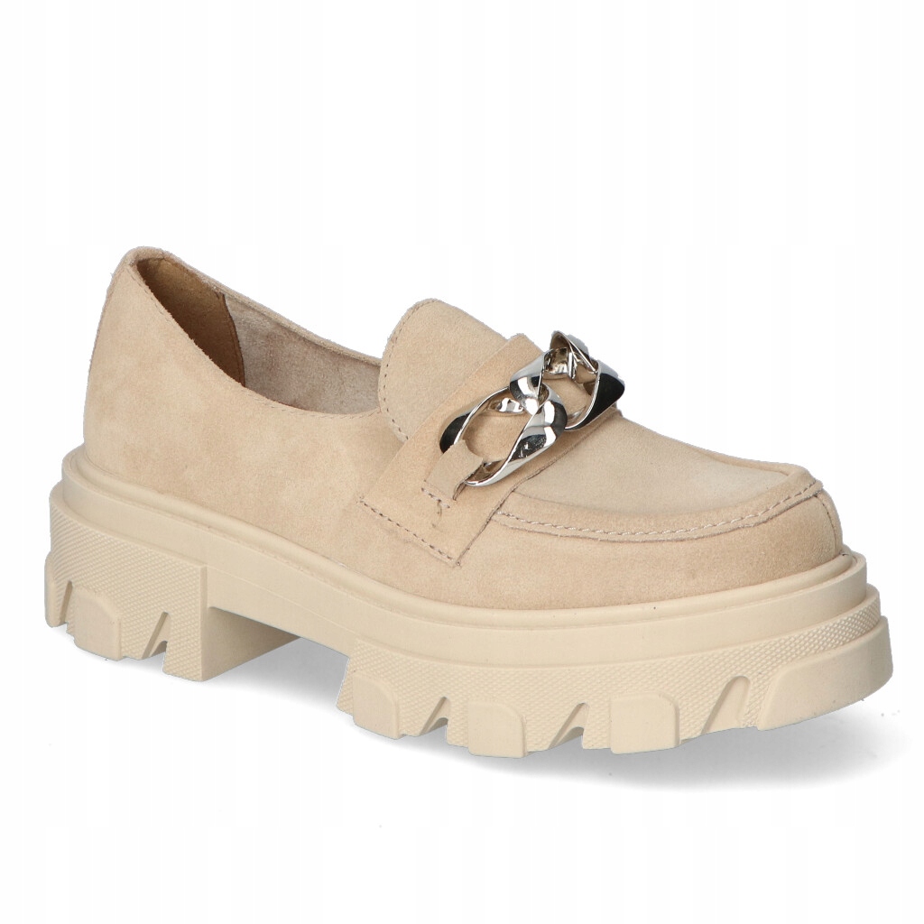 Mokasíny Lemar 20083 Béžová+Stříbro semiš 39