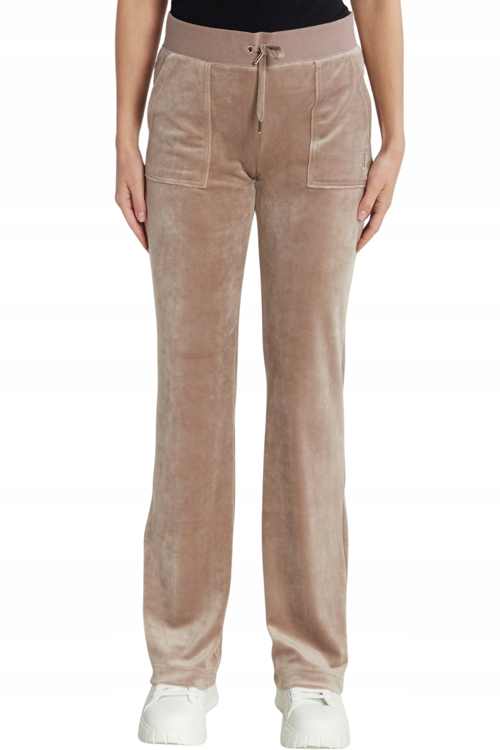 Juicy Couture Tmavě béžové dámské velurové kalhoty Del Ray Pocket Pant Xs