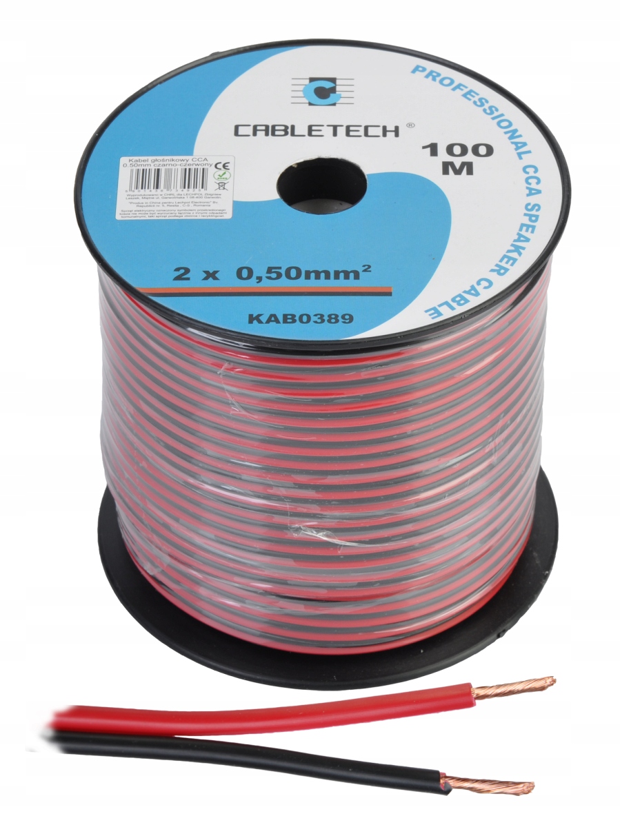 KAB0389 Kabel glosnikowy Cca 0.50mm czarno-czerwo