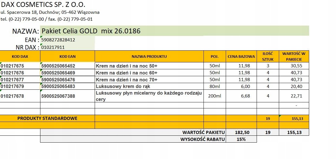 Celia Zestaw 2026.03 Celia Gold