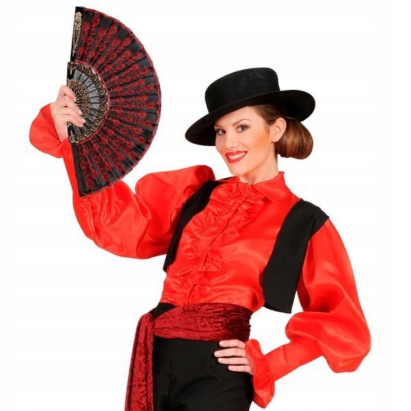 WACHLARZ HISZPAŃSKI CZARNO-CZERWONY FLAMENCO Płeć kobieta