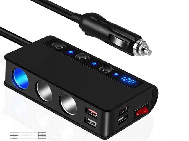 ROZDZIELACZ TROJNIK LADOWARKA DO AUTA 4xUSB ALOGY