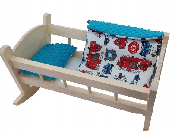 KOŁYSKA DREWNIANA DLA LALKI LALEK DUŻA POŚCIEL