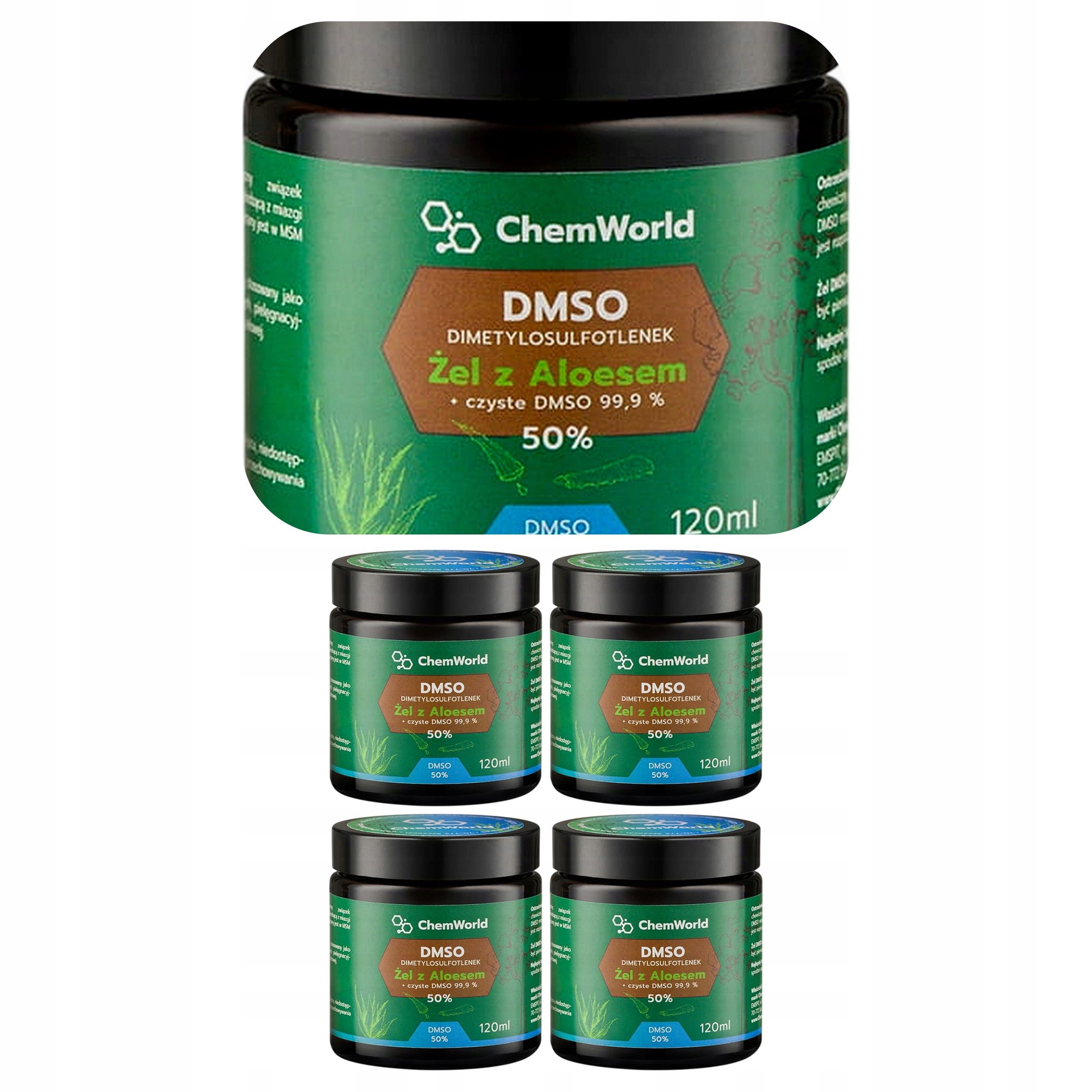 4x Dimetylosulfotlenek Dmso Chemworld Żel 50% z Aloesem Aloe Vera 120 ml