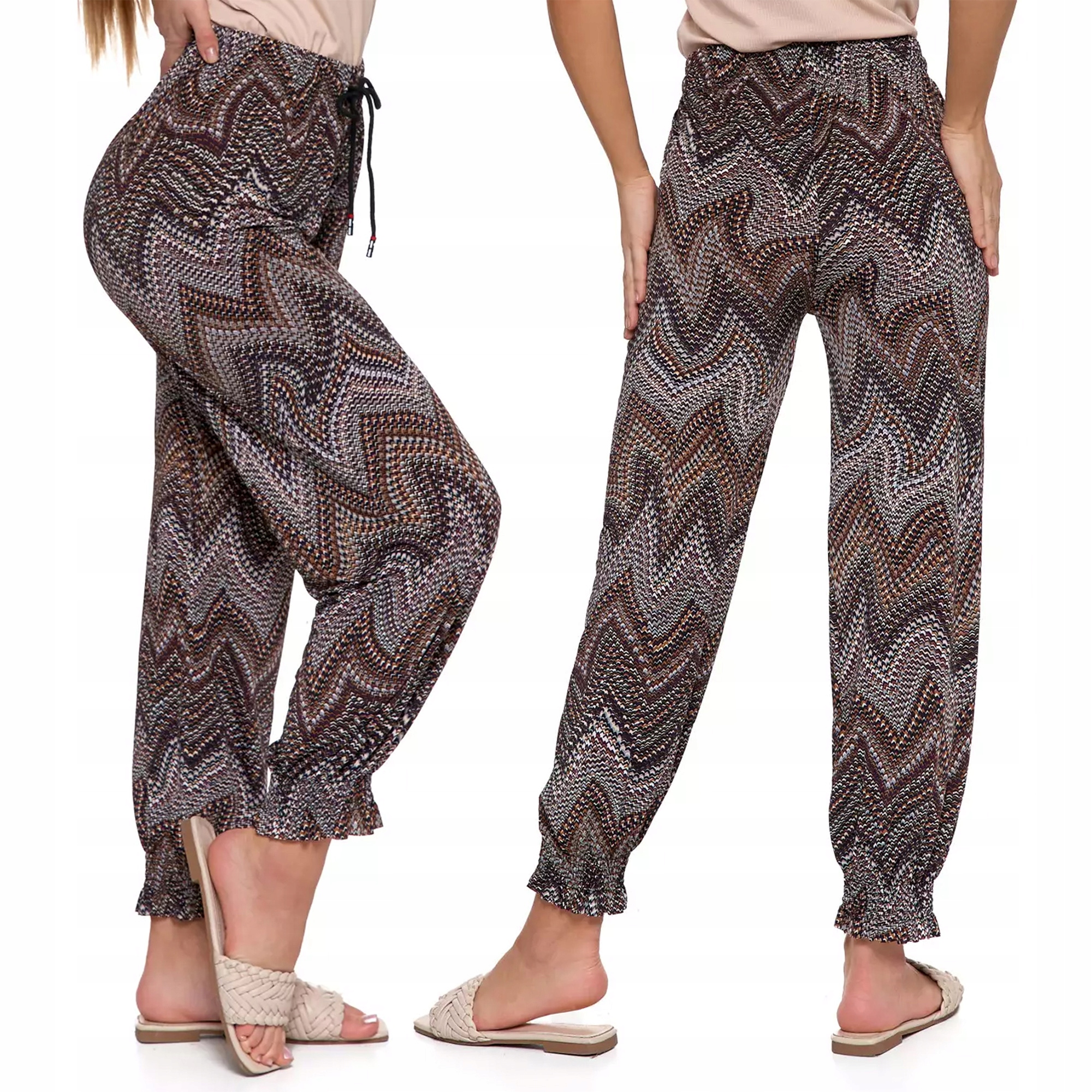 Barevné dámské kalhoty Moraj vzdušné, volné Alladynki na Léto S/m