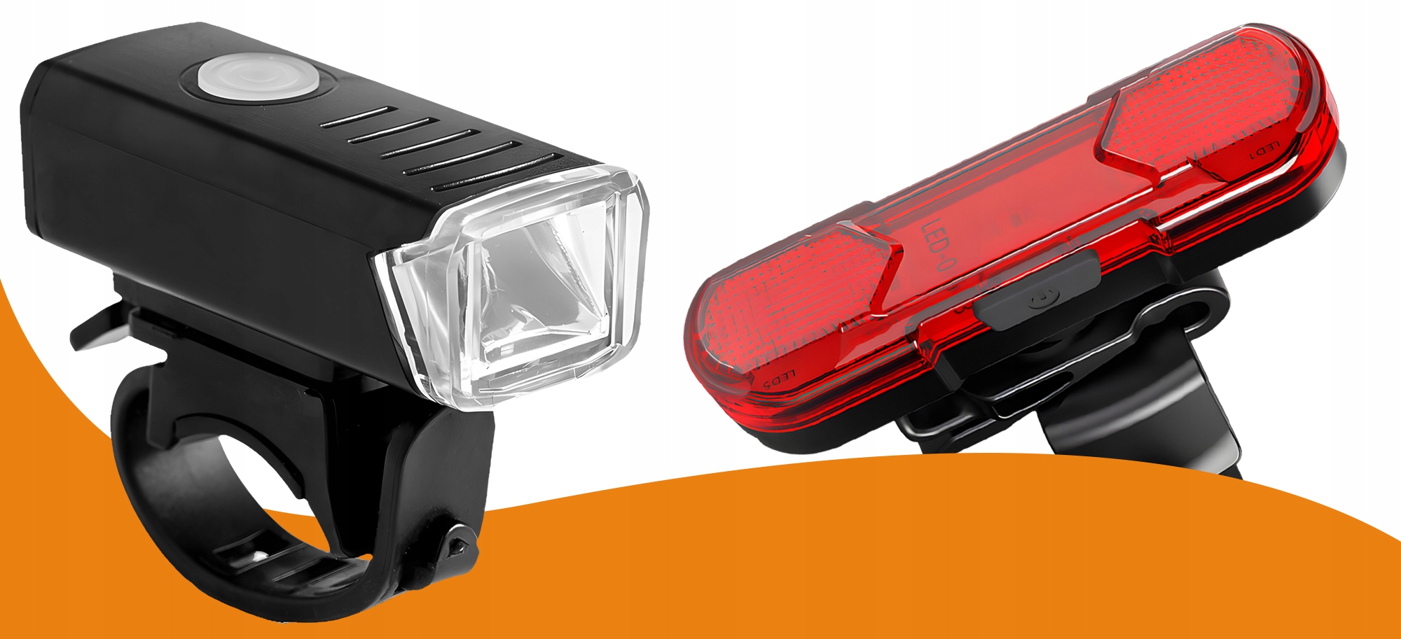 LAMPKA ROWEROWA LED NA ROWER KIEROWNICĘ MOCNA AKUMULATOROWA USB + TYŁ TYLNA Czas pracy 12 h