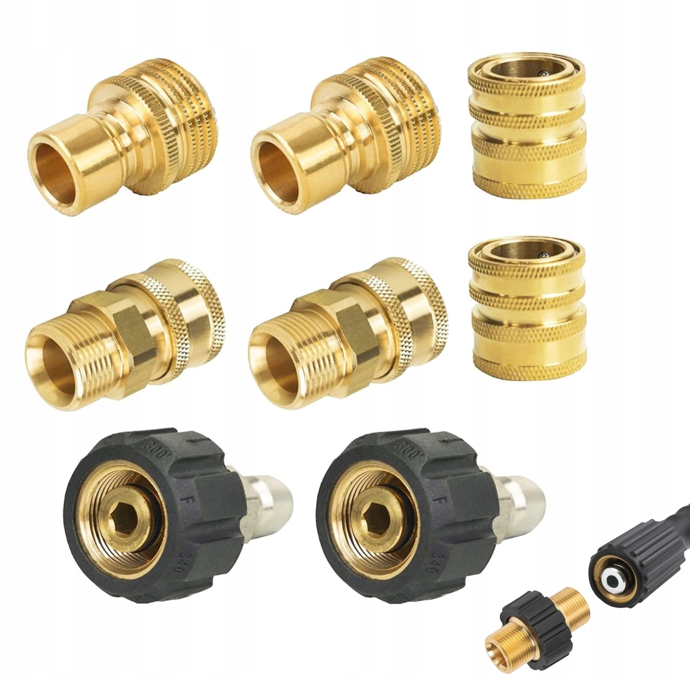 8SZT Zestaw Adapterów Do Myjki Ciśnieniowej 3/8 Cala Szybkozłącze M22-14MM