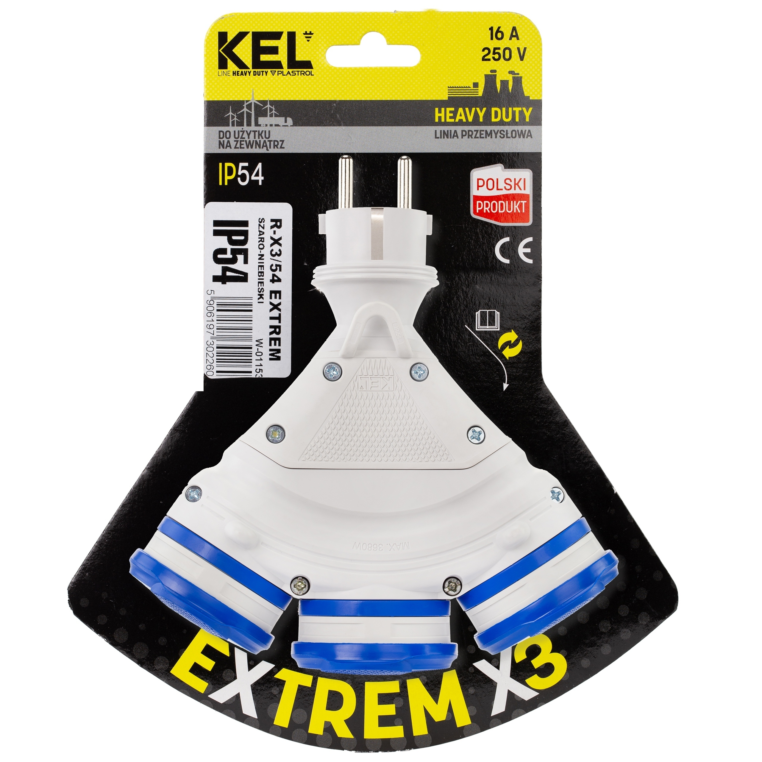 Rozgałęźnik trójnik gniazdo wtyczka 16A 250V IP54 Stan opakowania oryginalne