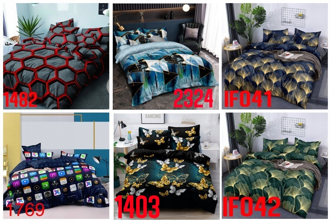 KOMPLET POŚCIELI 200x220 ELEGANCKA POŚCIEL 3D Materiał satyna bawełniana