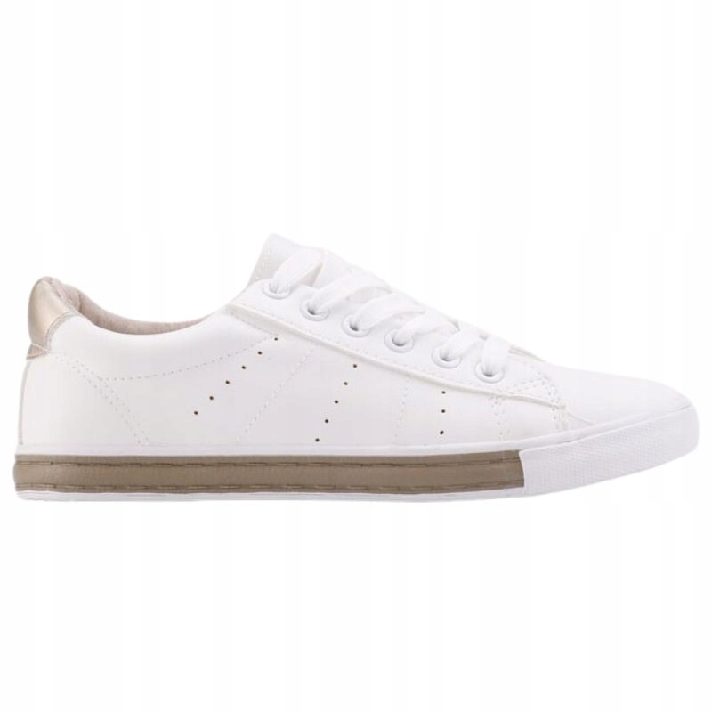 Trampki Buty Damskie Tenisówki Płaskie Lekkie Wkładka Ekoskóra Biał