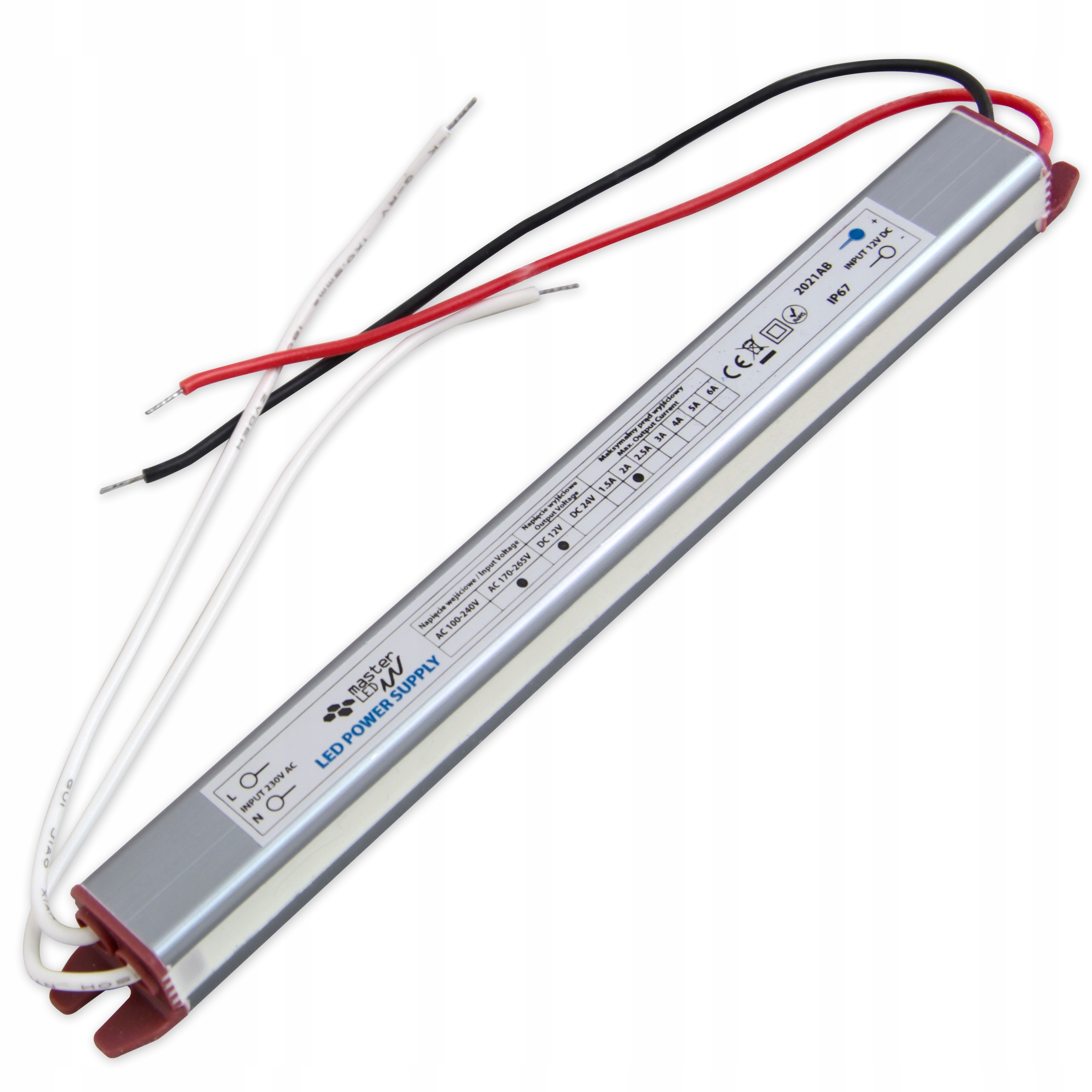 

Zasilacz 12V 24W 2A Ultra Slim do taśm Led IP67