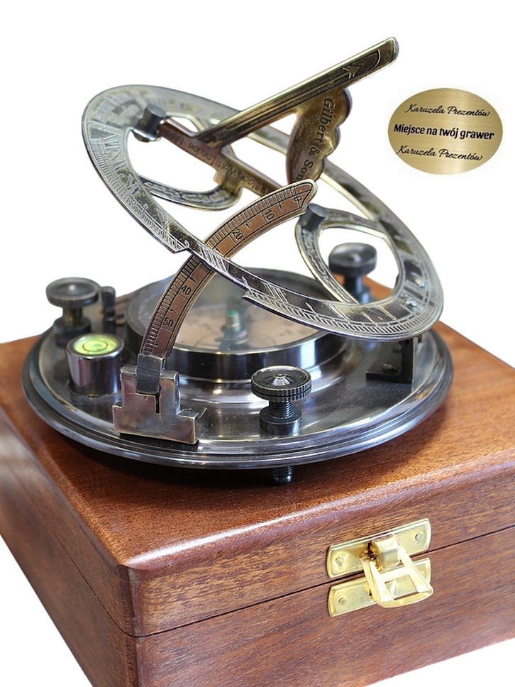 Sluneční Hodiny Gilbert & Sons V Dřevěné Krabičce Dárek Sběratele