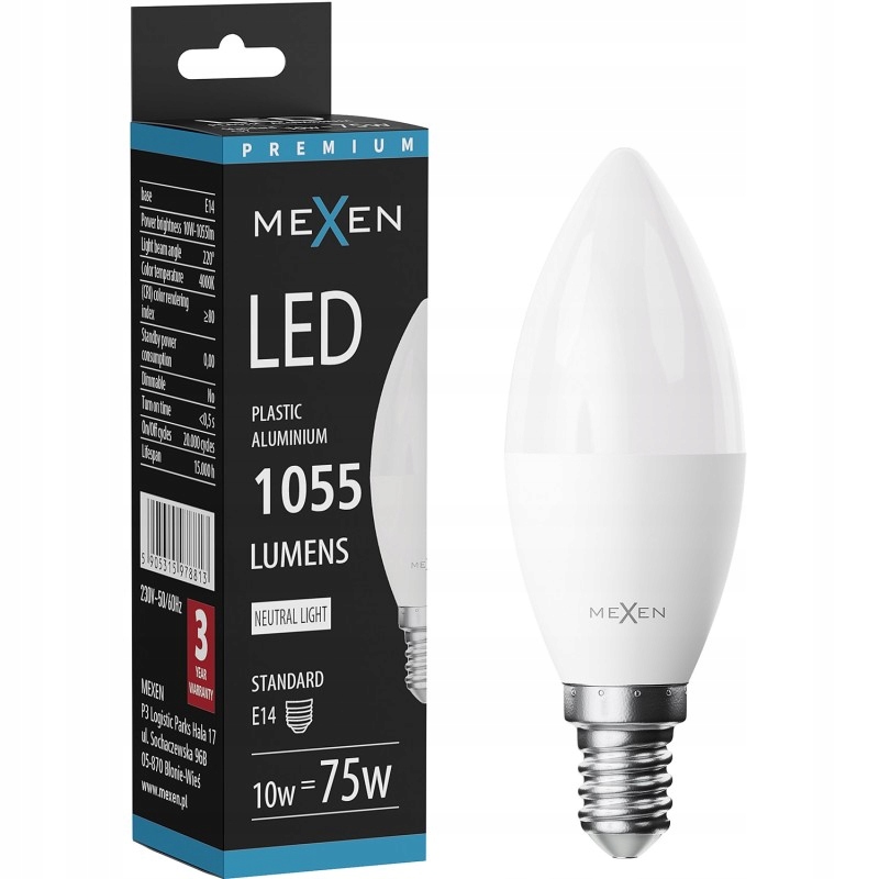 Mexen Nova Led Žárovka E14 C37 10W Neutrální Bílá 4000K 1055 LM
