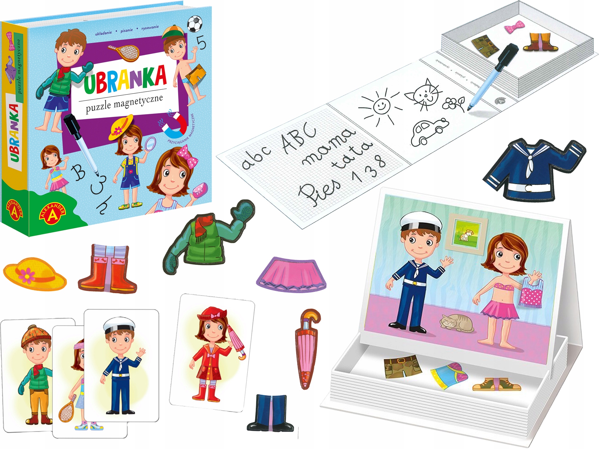 PUZZLE MAGNETYCZNE UBRANKA 38 el UKŁADANKA ALEXANDER