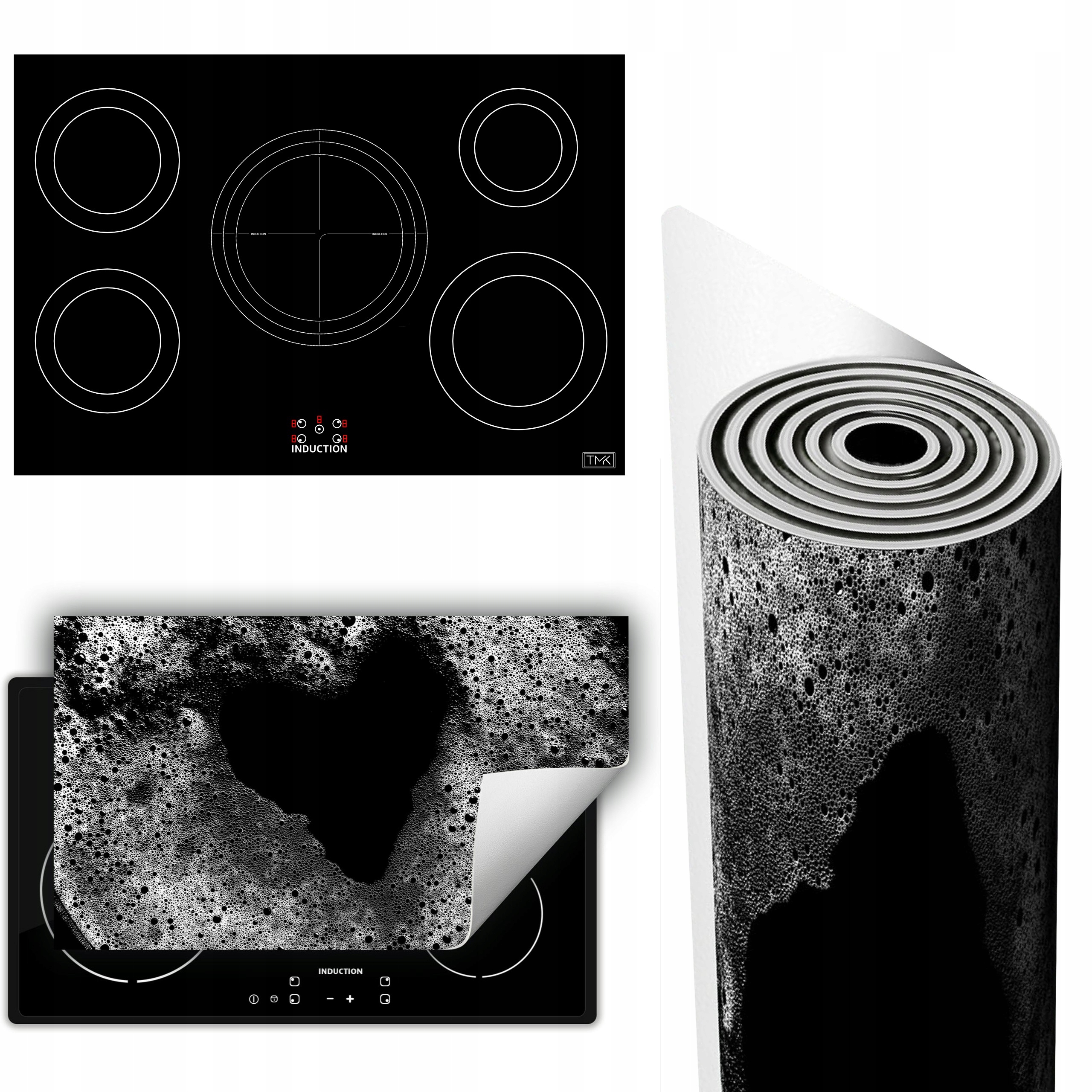 Vinylová Podložka Ochrana Kuchyňské Desky 90x52 černá srdce