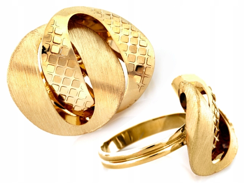 Velký 585 zlatý propletený prsten, rafinovaný, saténový a vkusný, r18