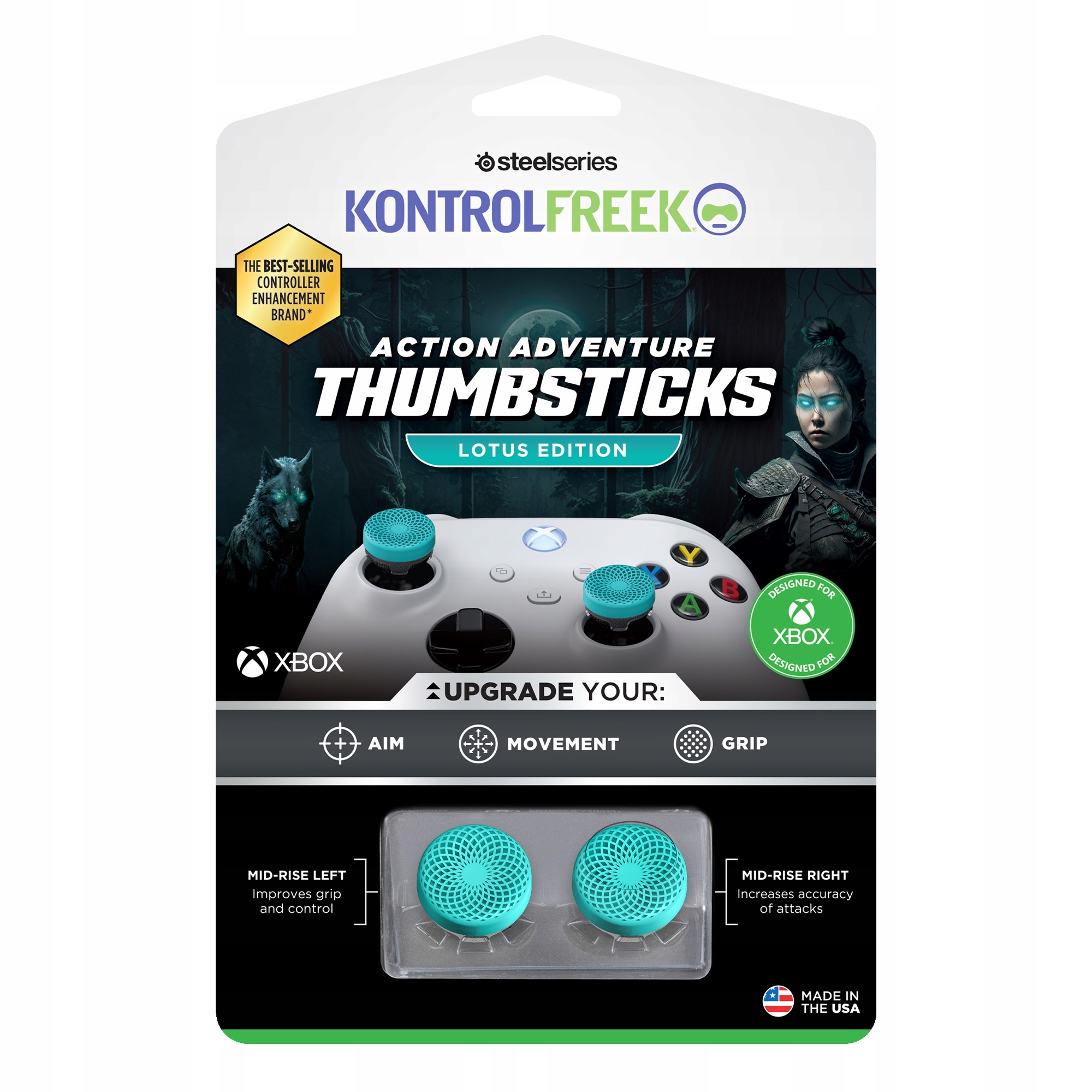 Nakładki gumki KontrolFreek Action Lotus Teal Blue/Clear Kit do Xbox